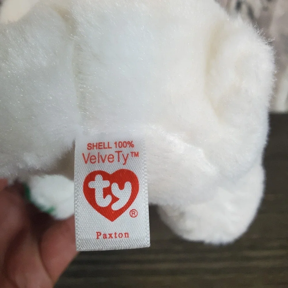 Ty Beanie Boos Paxton Polar Bear Plush, Striped Glitter‎ Santa Hat Christmas Toy